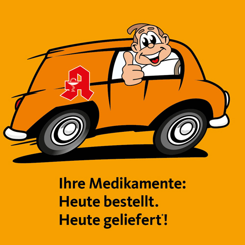 Sie können nicht raus? Kein Problem!  Wir liefern Ihnen Ihre Medikamente direkt nach Hause.